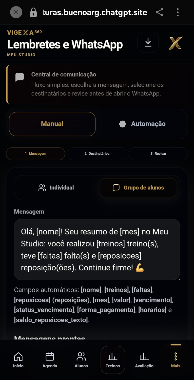 Tela real de comunicação com modelo de mensagem e campos automáticos